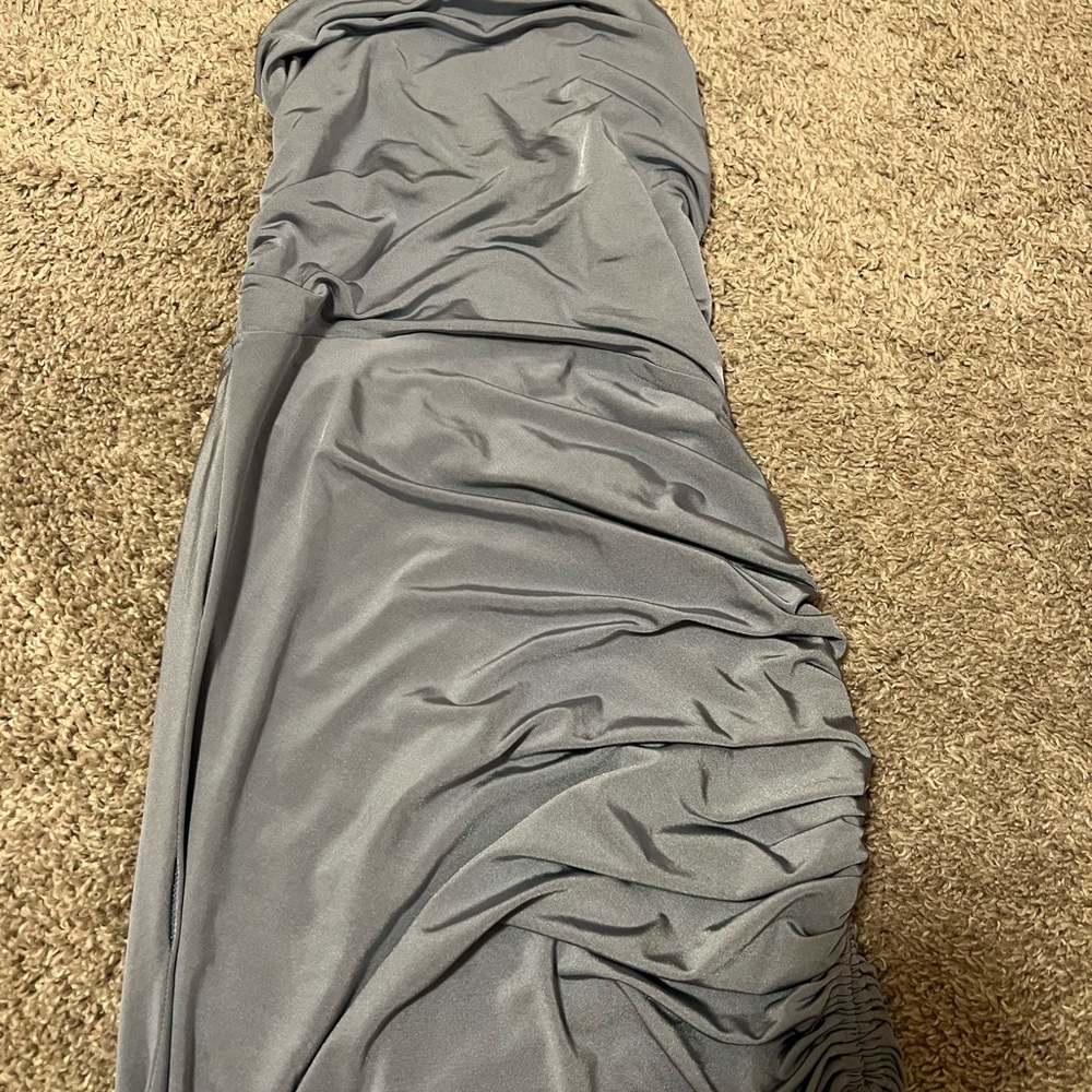 Elegant Gray Ruched Dress